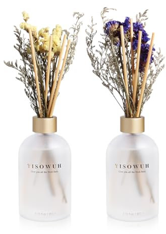 YISOWUH Raumduft-Rattanstäbchen-Diffuser – Lavendel und Olive, 200 ml, 2 Packungen, Raumduft-Diffusor-Set mit ätherischen Blumenölen und 16 Stäbchen – lang anhaltender Duft für Zuhause, Schlafzimmer