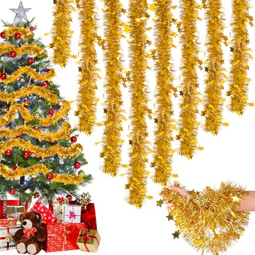 Ghirlanda Albero di Natale, 8 Pezzi/2M Decorazioni Natalizie Decorazioni Albero di Natale Oro Natale Decorazioni Casa Decorazioni Albero di Natale 16M Ghirlanda Natalizia per Porta Esterno Camino