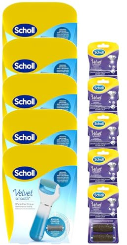 SCHOLL Lot de 5 Packs Râpe Electrique + 2 Rouleaux De Remplacement Ultra Exfoliant