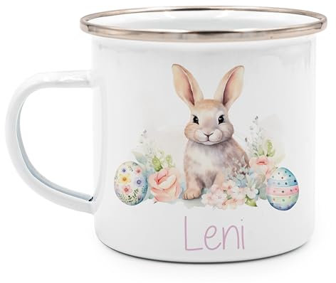 Kidsmood - Tasse Personalisiert mit Namen, Robuste Emaille Tasse für Camping & Alltag - BPA-frei, Spülmaschinenfest, Trink-Becher als Ostergeschenke für Kinder