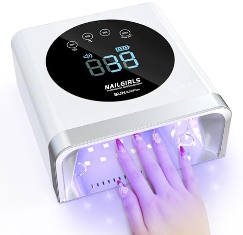 NAILGIRLS Lampade UV Per Unghie, Lampada LED UV per Unghie Ricaricabile 150W,Portatile Lampada per Unghie Senza Fili Fornetto Unghie 4 Timer Sensore Automatico, Asciuga Unghie per Manicure Pedicure