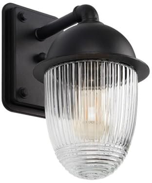 UQACHG Applique Murale D'Extérieur Moderne Et Étanche, Noire avec Verre Strié Transparent, Douilles E27/E26, 31 Cm,One Color-31cm