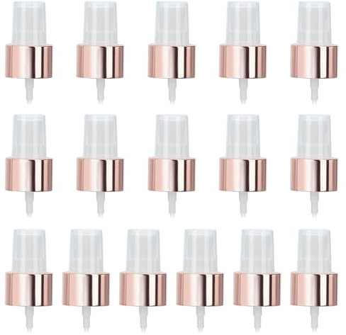 WEBEEDY 16 PCS Spray Bottle Tops 24/410 Rose Gold Sprayer Cap Plastic Nozzle Sprayer Head Replacement Reusable Dispenser Nozzle Fine Mist Sprayers Pump Caps for Cosmetic Perfume Essential Oil, 24mm