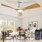 Depuley 42-Inch Ceiling Fans with Lights: Grainy 3 Blade Flush Mount Low Profile Ceiling Fan for Bedroom - Dimmable Outdoor Quiet DC Motor Fan with Remote APP Control Timer