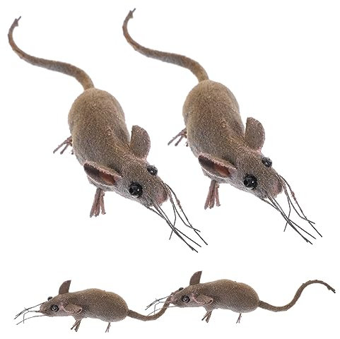 FELTECHELECTR 4Pcs Figurines Realistic Artificial Mice Statues for Home Decor for DIY Crafting Garden Landscape Aquarium Decoration and Photograph Props