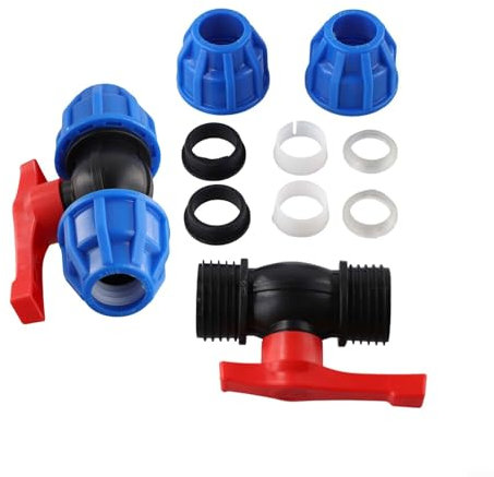 Robinet à boisseau sphérique en polyéthylène - Raccord de tuyau d'eau pour serre, jardin, système agricole, vanne d'arrêt (25 mm)