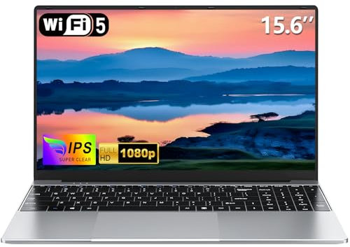 NAIKLULU 15.6 Pulgadas Pc Ordenador Portátil Laptop Computer 2025, N4000 Procesador (1.10 to 2.6 GHz) 8GB RAM 256GB SSD Computadora Portátil, Tarjeta TF, Webcam, Touchpad, Estudiante/Hogar/Negocio