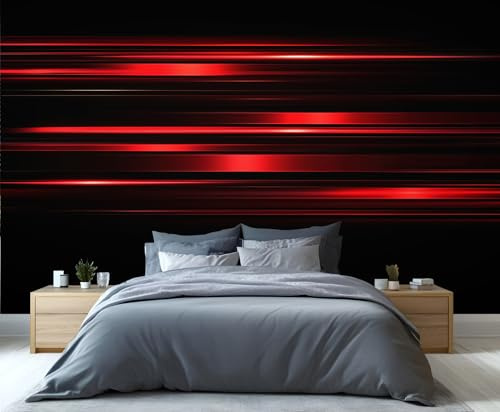 YXQAIED Wallpaper - Abstract Geometric Home Decor & Mural, Red and Black Bedroom Wallpaper, Red Geometric Wallpapers for Living Room, Not Self-Adhesive Large Wall Murals