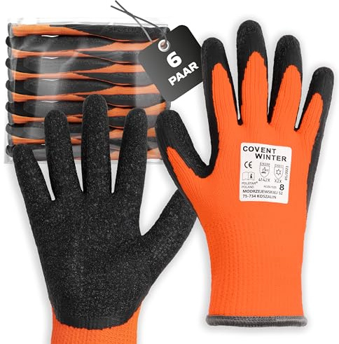 Covent Winter Arbeitshandschuhe Herren Gr 8-6-er Set - Lagerarbeiter | Warme Montagehandschuhe Kategorie II, EN388 Bauhandschuhe für Bauarbeiter, Transportarbeiter