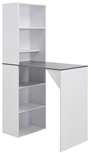 YUOTYRKTEJRSG White Kitchen Bar Table with Storage Cabinet, Modern Standing Desk for Small Space, 115x59x200 cm, Durable Wood Material for Living Room, Bar Counter with Shelf