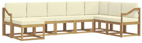 vidaXL Outdoor-Sofagarnitur mit Kissen 8 pcs Weiß und Creme, Moderner Garten Sofa, wetterfeste Eckcouch, Möbel zum Entspannen auf Terrasse, Patio Lounge und Komfortset