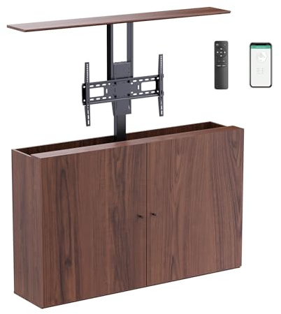 KIMEX 021-1000K1 - Mueble de TV con soporte elevador motorizado conectado - 37-65 - Altura ajustable 79-184 cm