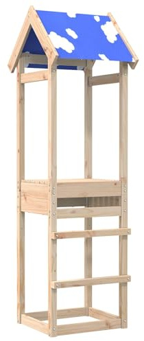 GeenYuu Torre da gioco marrone in legno di pino massiccio, 52,5 x 46,5 x 195 cm, con scivolo, altalena e struttura da arrampicata, per esterni in giardino, resistente alle intemperie, per bambini e
