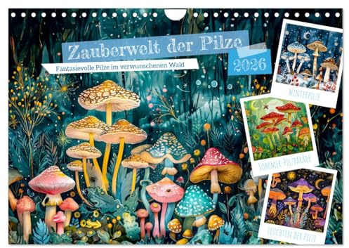 Zauberwelt der Pilze - Fantasievolle Pilze im verwunschenen Wald (Wandkalender 2026 DIN A4 quer), CALVENDO Monatskalender: Mystische Pilze und Tiere im Wald (CALVENDO Natur)