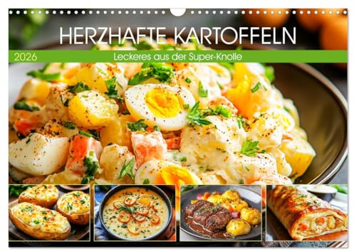 Herzhafte Kartoffeln. Leckeres aus der Super-Knolle (Wandkalender 2026 DIN A3 quer), CALVENDO Monatskalender: Schöne Illustrationen von köstlichen Kartoffelgerichten (CALVENDO Lifestyle)