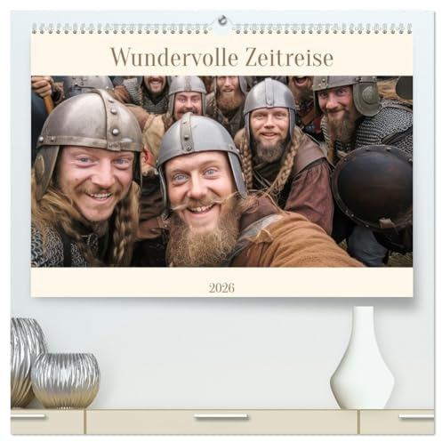 Wundervolle Zeitreise (hochwertiger Premium Wandkalender 2026 DIN A2 quer), Kunstdruck in Hochglanz: Selfie Manie in den Zeitepochen (CALVENDO Spass)
