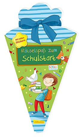 Schlau für die Schule: Rätselspaß zum Schulstart mit Stickern (Schultüte 2023 blau): Eintragbuch zur Einschulung mit Steckbriefen, Lernspielen und Aufklebern