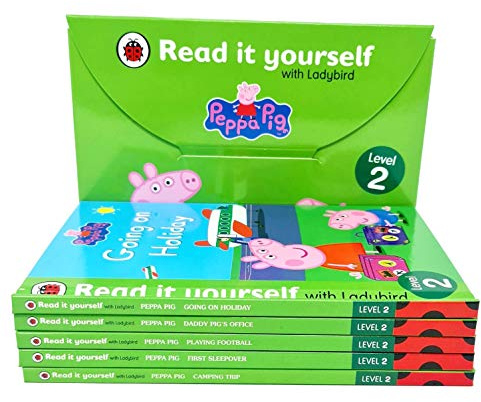 Peppa Pig Read It Yourself with Ladybird Level 2: 5 Books Collection Set (Going On Holiday, Daddy Pig's Office, Playing Football, First Sleepover, Camping Trip)