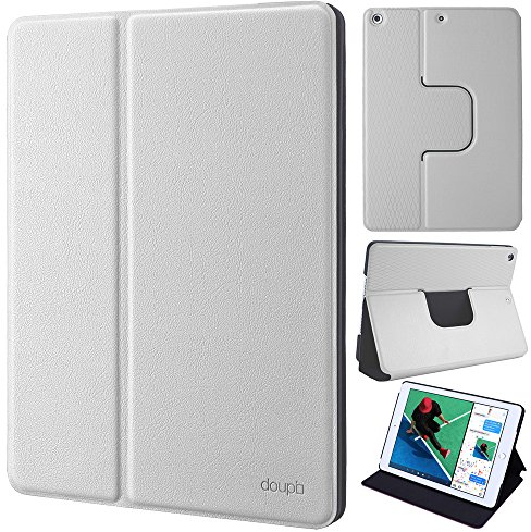 doupi Deluxe FlipCase per iPad Air/iPad Air 2, Protezione Custodia con Smart Sleep/Wake Up Funzione Book Style Etui Stare in Piedi Protettiva, Bianco