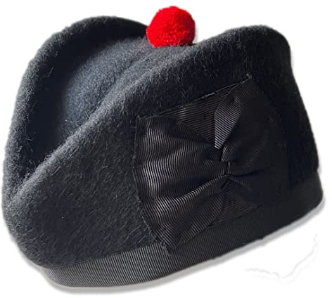 Z&N PRODUCTS Glengarry Classic Scottish Hat Plain Black - Pure Acrylic Wool (55)