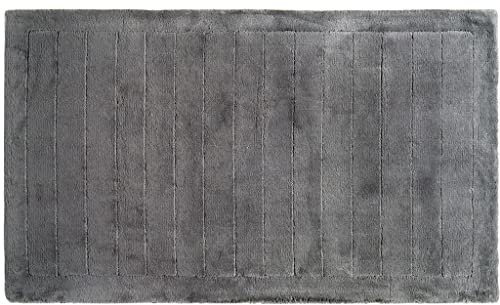 Egeria Line Badematte 60x100 cm, Grau mit Streifen, Weiches Badmatte, Badteppich rutschfest Waschbar, saugfähiges, langlebiges Badezimmerteppich für Komfort und Stil