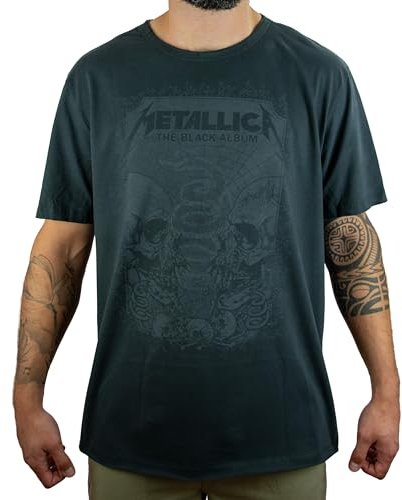 Amplified T-Shirt Metallica-The Black Album pour Homme, Gris (Anthracite), XL