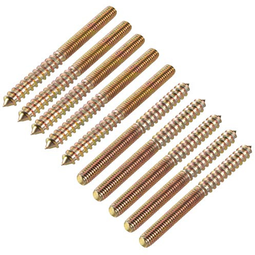 sourcing map 10 Stück M6 Aufhänger Schrauben Länge 2-3/4(68mm) Doppelkopfschrauben Selbstschneidende Ersatz 6mm Holzverbindung Möbelbeine