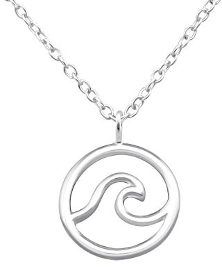 Monkimau Damen Ketten Surfer Welle Anhänger aus 925 Sterling Silver echt Silber mit 45cm Kette