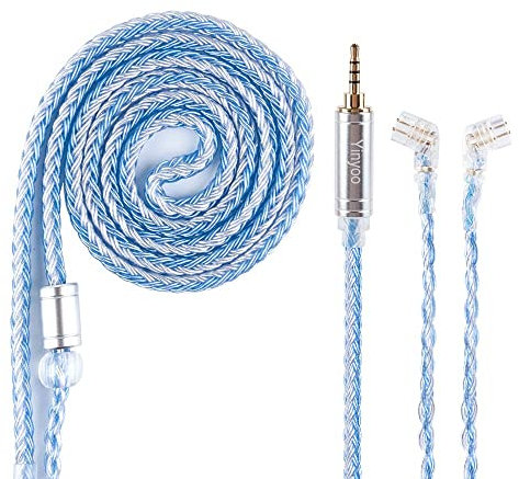 Yinyoo 0.75mm QDC (2.5mm) Silver Plated Headphone Replacement Cable for KBEAR Storm/KZ ZSN PRO/ZSN PRO X/ZSX/ZS10 PRO/ZS10 PRO X/EDX PRO/EDXS/EDA/AS24/AS16 PRO