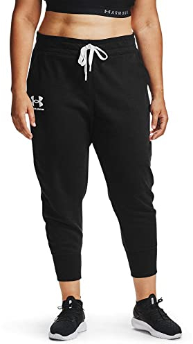 Under Armour Damen Hose Rival Fleece Jogginghose, Black/ White/ (001), L, 1356416-001