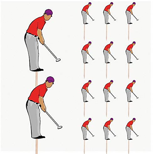 AK Giftshop Golf Golfer Events Clubs Birthday Party Food Cake Cupcakes Picks Sticks Decorations Toppers Stand Up Food Flags (Pack of 14)