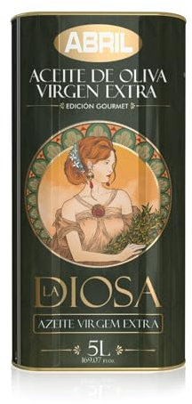 ABRIL - Aceite de Oliva Virgen Extra, LA DIOSA variedad de olivas Hojiblanca, Arbequina y Picual (Lata 5 L)