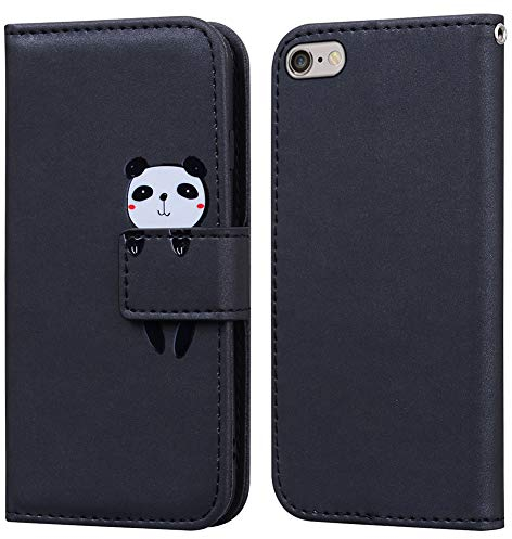 Ailisi für iPhone 6 Hülle mit Kartenfach iPhone 6S Klapphülle mit Ständer Cartoon PU Leder Hülle mit Magnet Handytasche Cute Schutzhülle für Frauen Handyhülle Flip Wallet Case - Schwarz