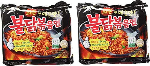 SAMYANG Dried Korean Noodle Buldak Bag Noodles,140g (Pack of 10)