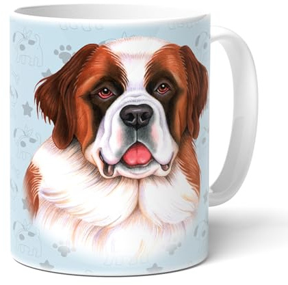BERNHARDINER/St. Bernhardshund - Kaffeetasse mit Hundezeichnung. Becher mit passenden Spruch. Tasse. Keramikbecher. Häferl mit Henkel. Teetasse. Kaffeebecher. Geschenk für alle Hunden Besitzer.