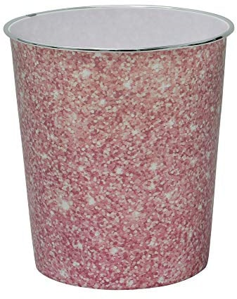 JVL Small Pink Sparkle Waste Paper Bin, 24.5cm x 26.5cm approx, One Size