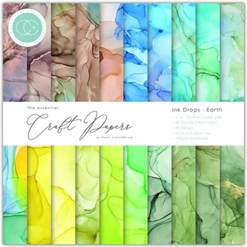 Craft Consortium Essential Craft Papers Ink Drops Earth