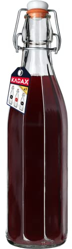 KADAX Bouteille en Verre de 750ml avec Bouchon Hermétique pour la Conservation des Boissons, Parfaite pour le Kombucha et la Limonade