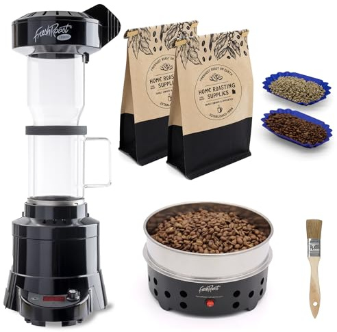 Fresh Roast SR800 Coffee Roaster Bundle – Home Coffee Roasting Machine with Glass Extension Tube, Bean Cooler & Green Coffee Samples