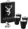 Maverton Flasque personnalisée de 200 ml pour lui - Portable Flasque pour voyageur - Set avec 4 verres à shot - Idee Cadeau Homme - Flasque Whisky - Cadeau Anniversaire Homme - Pour ami - Cerf