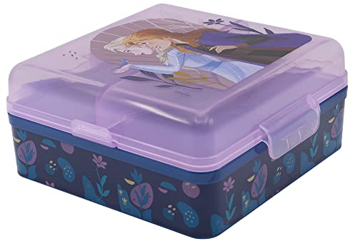 Fiambrera infantil cuadrada para almuerzo con 3 compartimentos de Frozen