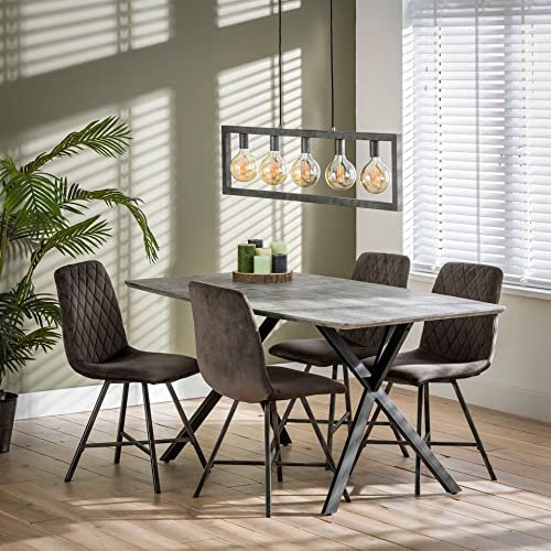 Maison ESTO Esstisch Küchentisch oval 160 x 90 cm MDF 3D Beton Dekor Esszimmertisch Tisch