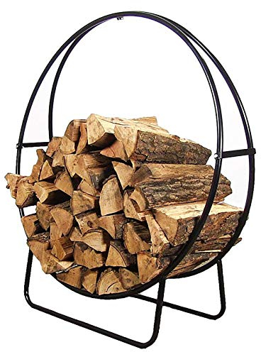 Runde Kaminholzregale für drinnen und draußen, Schmiedeeisen-Kaminholzhalter mit rundem Matallrahmen, einfach zu montieren, 60 cm hoch