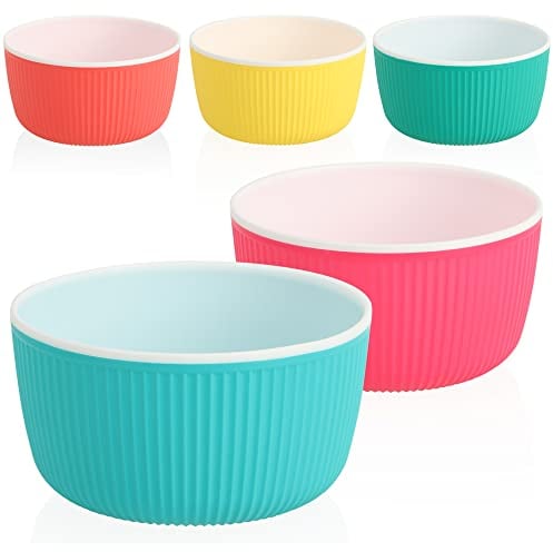 com-four® 5x ciotole per muesli - ciotole per snack in plastica - contenitori riutilizzabili lavabili in lavastoviglie - insalatiere [la selezione varia] (5 pezzi - ciotola per muesli - colorata)