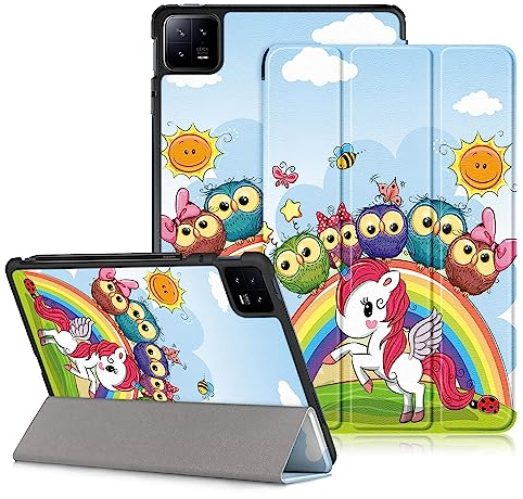 DINGGUAGUA Funda para Xiaomi Mi Pad 6/Mi Pad 6 Pro 11 Pulgadas 2023 Tablet Estuche con Función de Soporte y Auto Estela/Sueño,WEnicornio