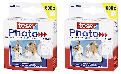 tesa Photo Klebepads - Beidseitig klebend zur Erstellung eines Fotobuches - 500 Stück (Packung mit 2)