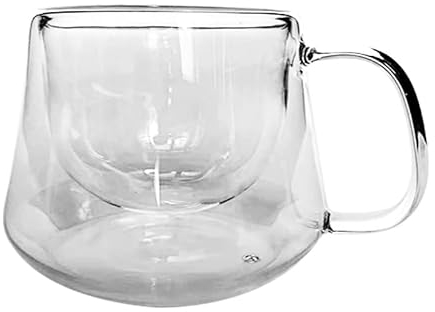 Ever Rich ® Double Wall Glasses - 200ml - Espresso Coffee - Tea - Cappuccino - Clear Glass Cups - Heatproof Insulated Glass (200ML DBL Wall)