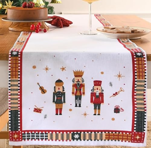 Folkulture Christmas Table Runner 72 Inches Long for Christmas Decorations Indoor Home Decor, 100% Cotton Christmas Runner for Table, Christmas Décor for Christmas Table Décorations -Nutcracker Magic