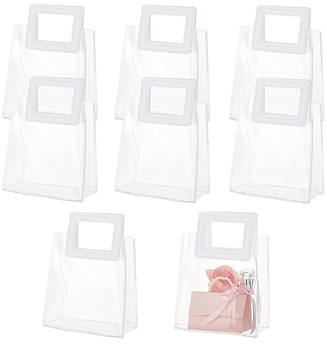 BENECREAT 8 Stück PVC-Geschenktüte Mit Griff, Rechteckige Transparente Geschenkverpackungsbeutel Für Brautparty, Babydusche, Hochzeit Gunst, Einkaufstasche, 8.5x15x20.8cm