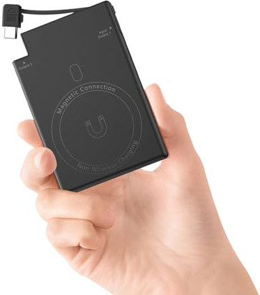 TNTOR Batterie Externe magnétique 5000 mAh avec câble USB C intégré – Batterie Externe Fine Portable et légère – Batterie Externe compacte pour Samsung, Sony, Xiaomi, iPhone 15 – (Charge Non sans Fil